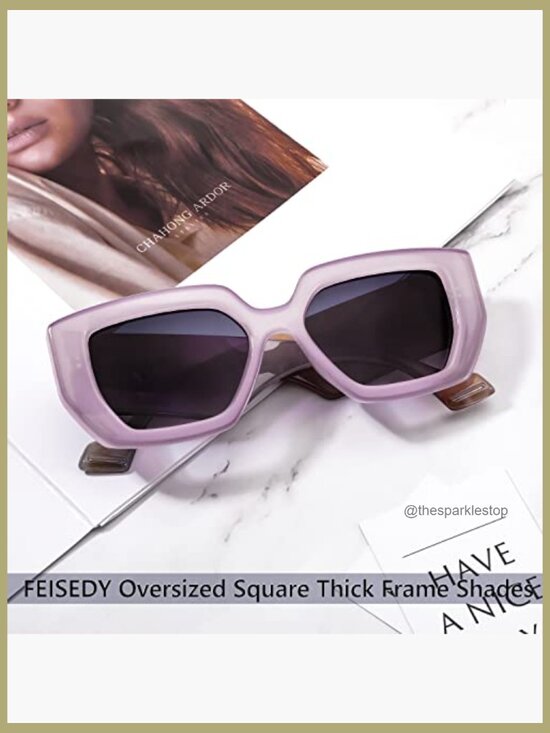 Oversized Square Sunglasses Thick Frame UV400 Protection Unisex main image 4